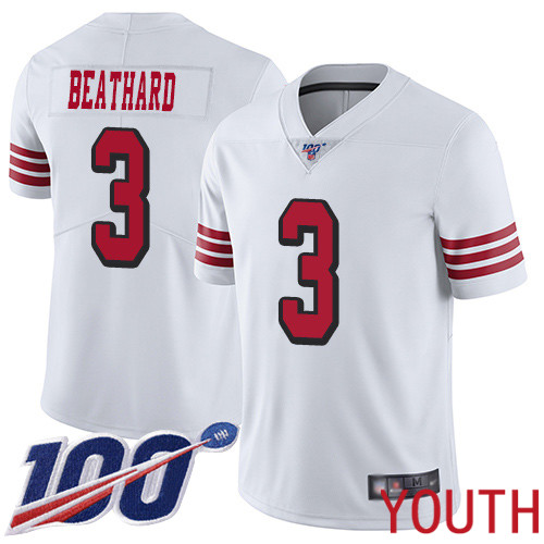 San Francisco 49ers Limited White Youth C. J. Beathard NFL Jersey 3 100th Season Rush Vapor Untouchable